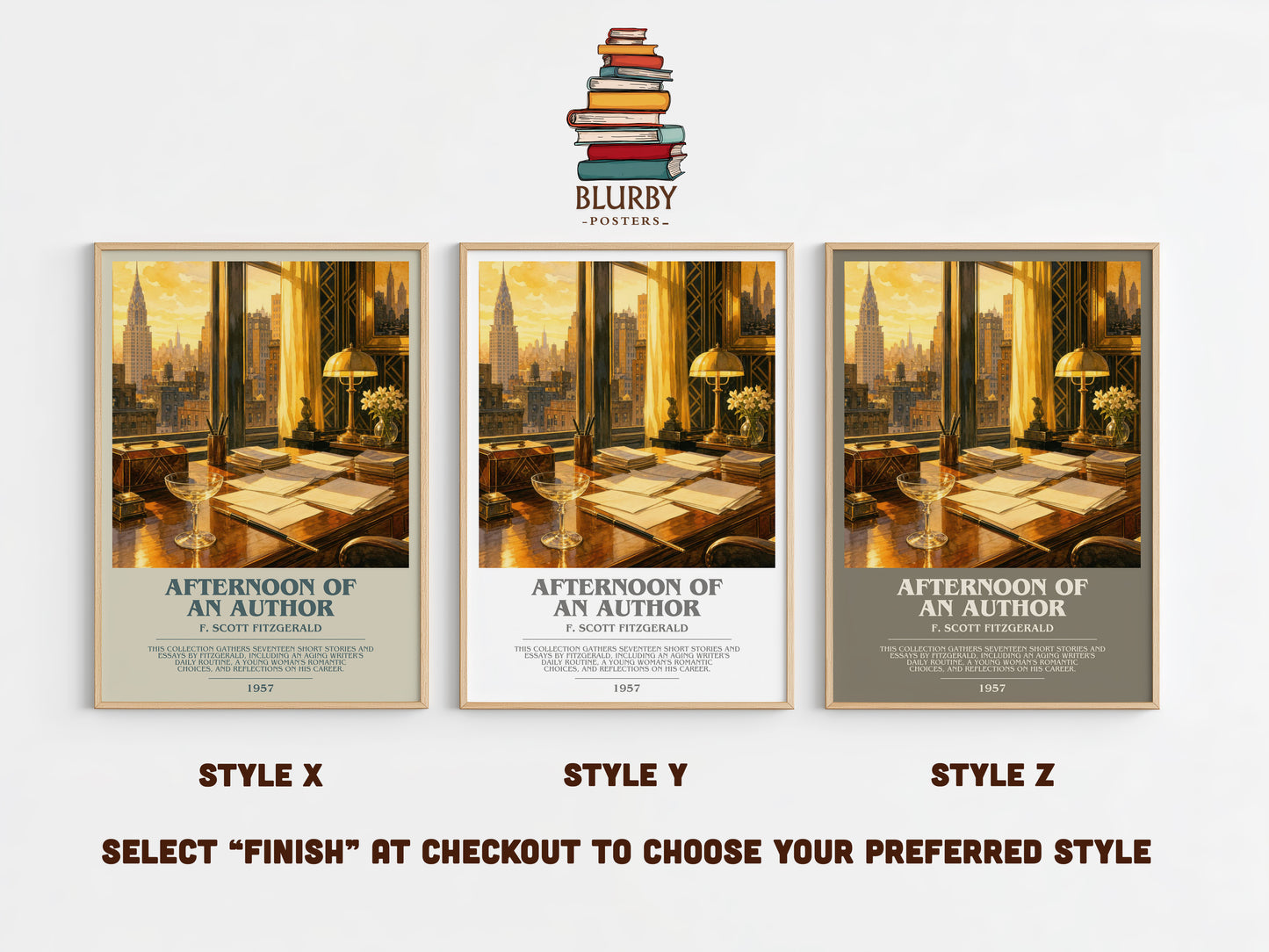 Afternoon Of An Author bookish print in frame leaning in hallway – literary fiction wall art