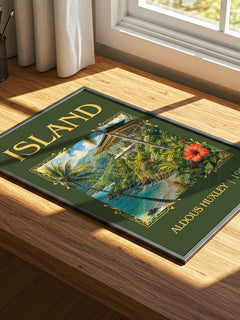 Island Classic Book Art Print by Aldous Huxley – print on a sunlit desk