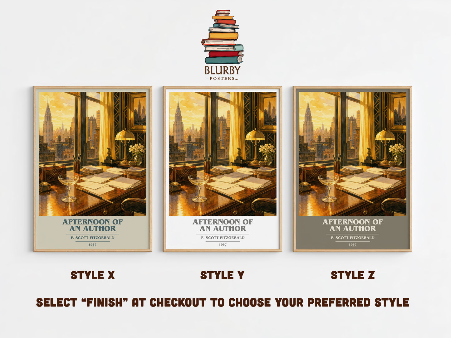 Afternoon Of An Author book cover print in frame leaning in hallway – literary fiction wall art