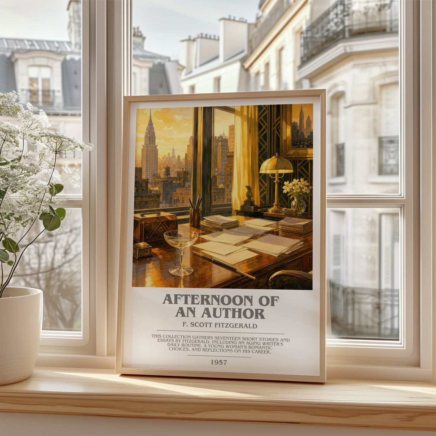 Afternoon Of An Author bookish poster colour and style options – F. Scott Fitzgerald book art