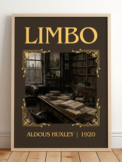 Limbo Classic Book Art Print by Aldous Huxley – framed print leaning on a wooden floor