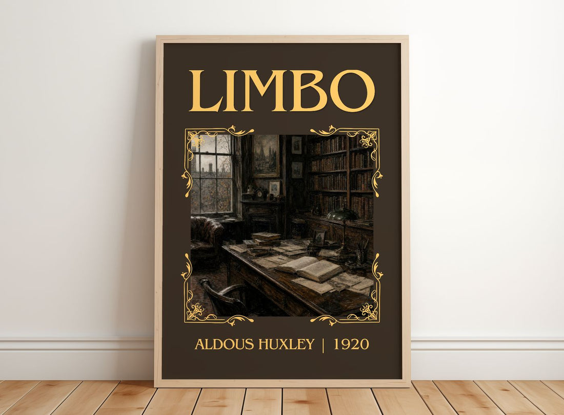 Limbo Classic Book Art Print by Aldous Huxley – framed print leaning on a wooden floor