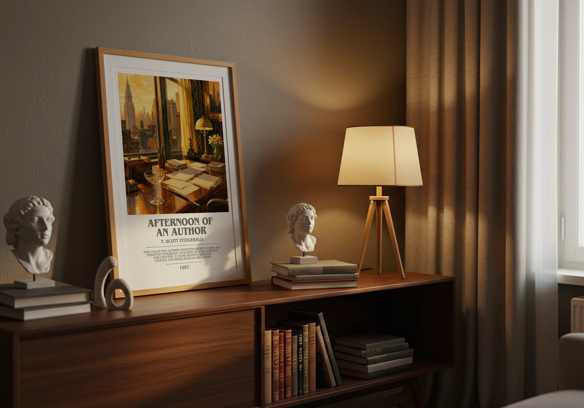Afternoon Of An Author bookish book poster framed on wall – literary fiction wall art
