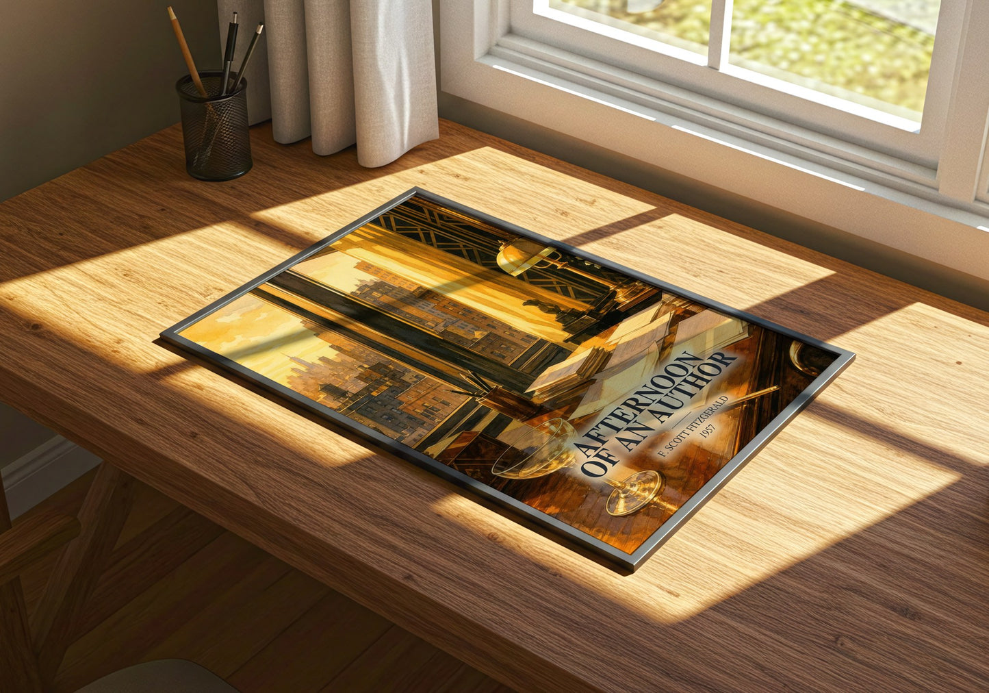 Afternoon Of An Author watercolour book poster framed on wall – literary fiction wall art