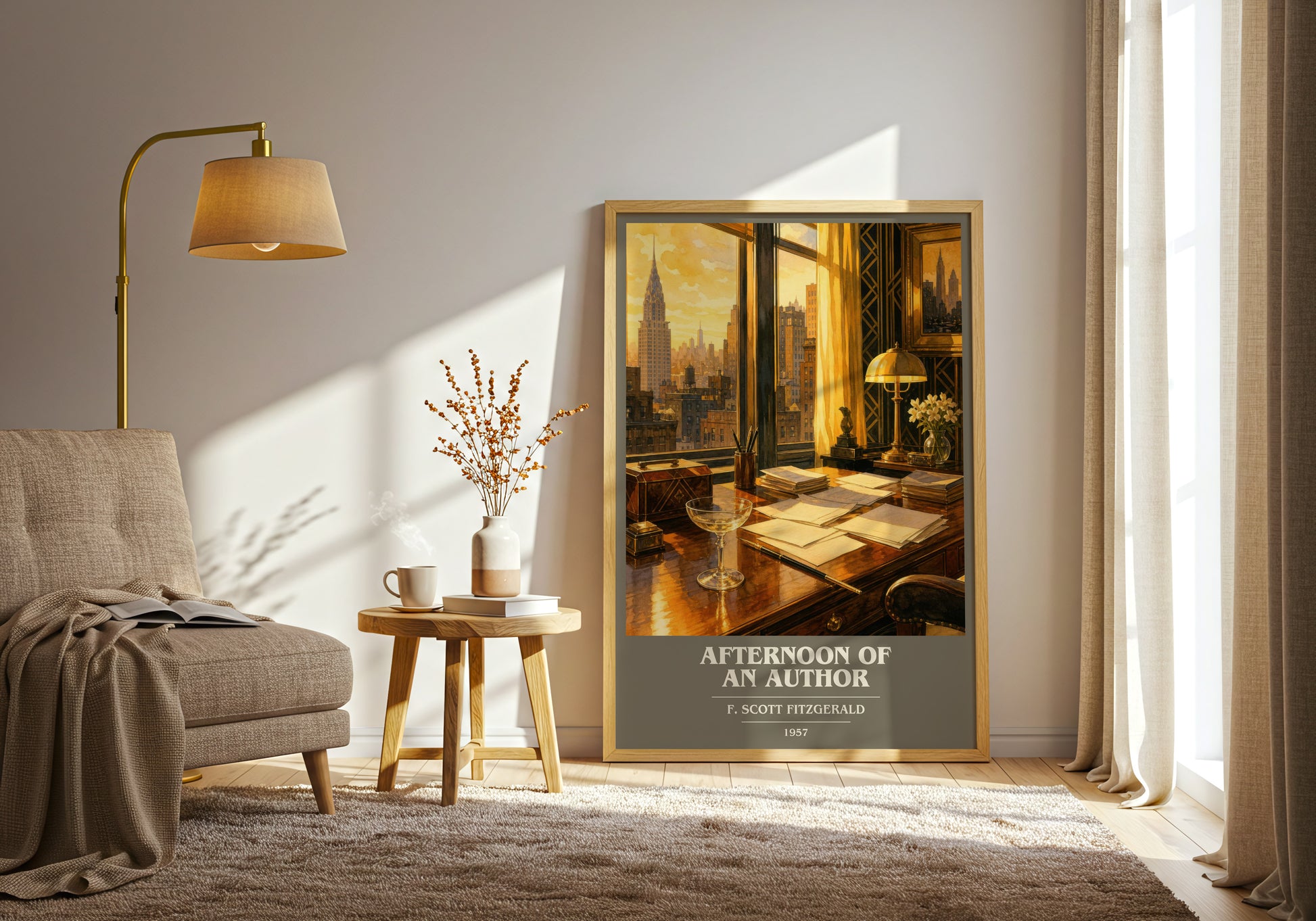 Afternoon Of An Author book cover print on bookshelf – F. Scott Fitzgerald fan gift
