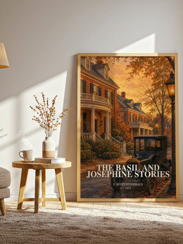 The Basil And Josephine Stories watercolour print in frame leaning in hallway – coming of age wall art