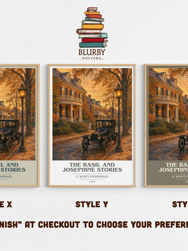 The Basil And Josephine Stories book cover print in frame leaning in hallway – coming of age wall art