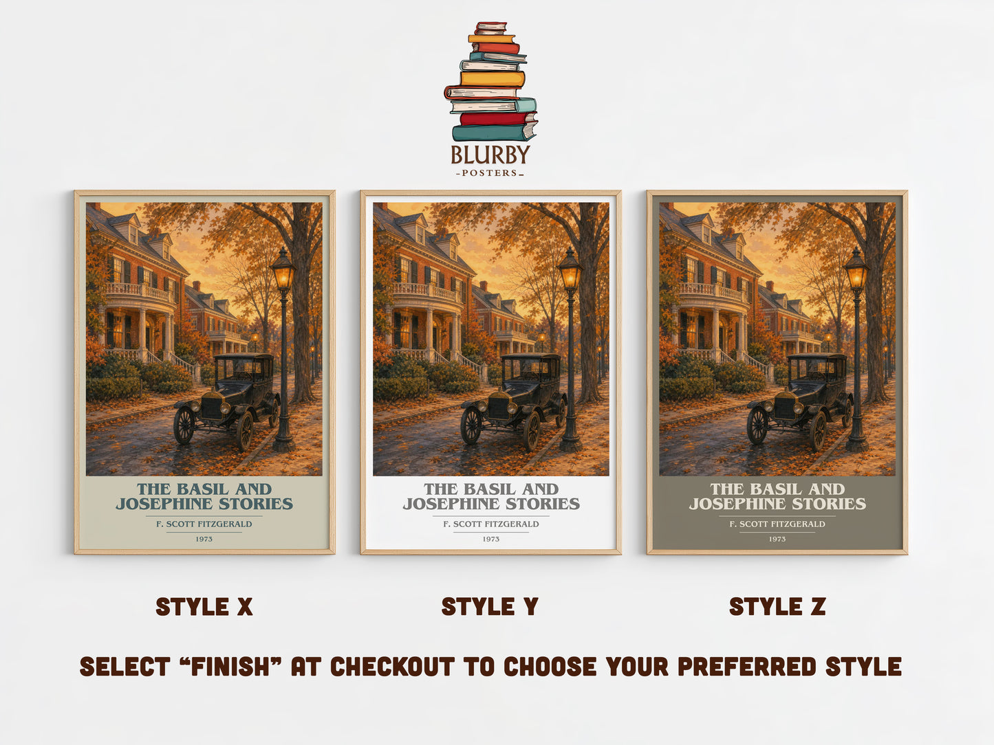 The Basil And Josephine Stories book cover print in frame leaning in hallway – coming of age wall art