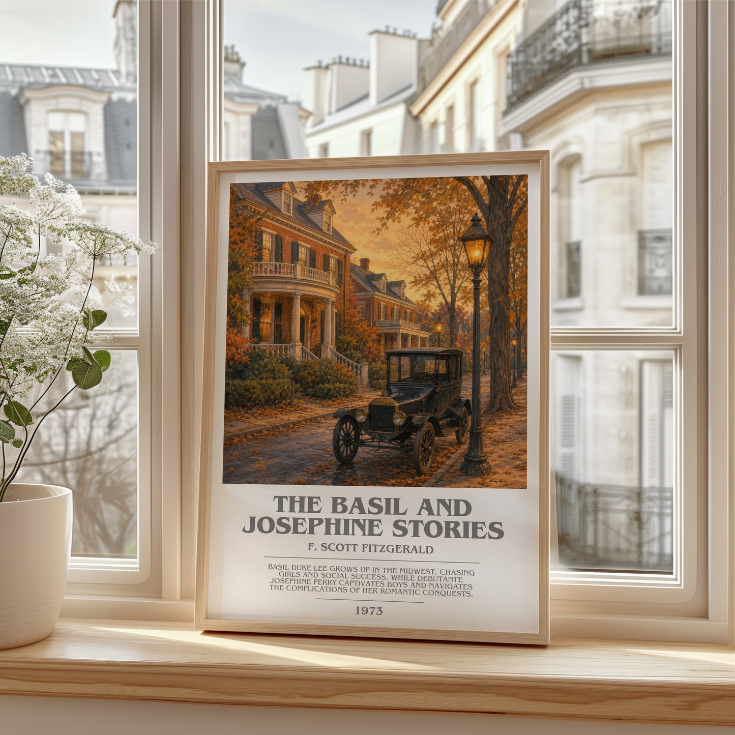 The Basil And Josephine Stories bookish poster colour and style options – F. Scott Fitzgerald book art