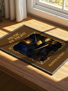 Music At Night Classic Book Art Print by Aldous Huxley – print on a sunlit desk