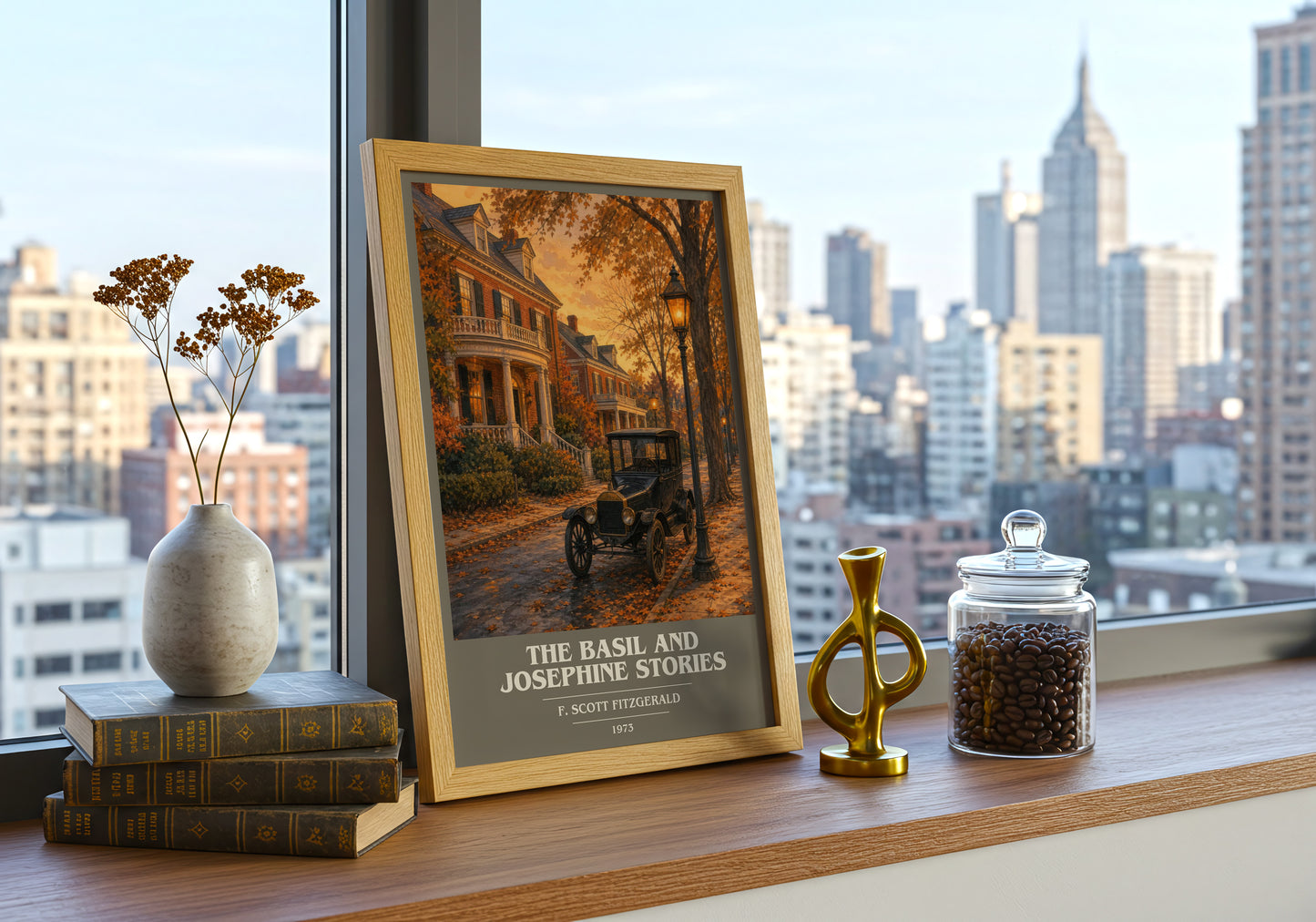 The Basil And Josephine Stories book cover print framed by window – literary home decor