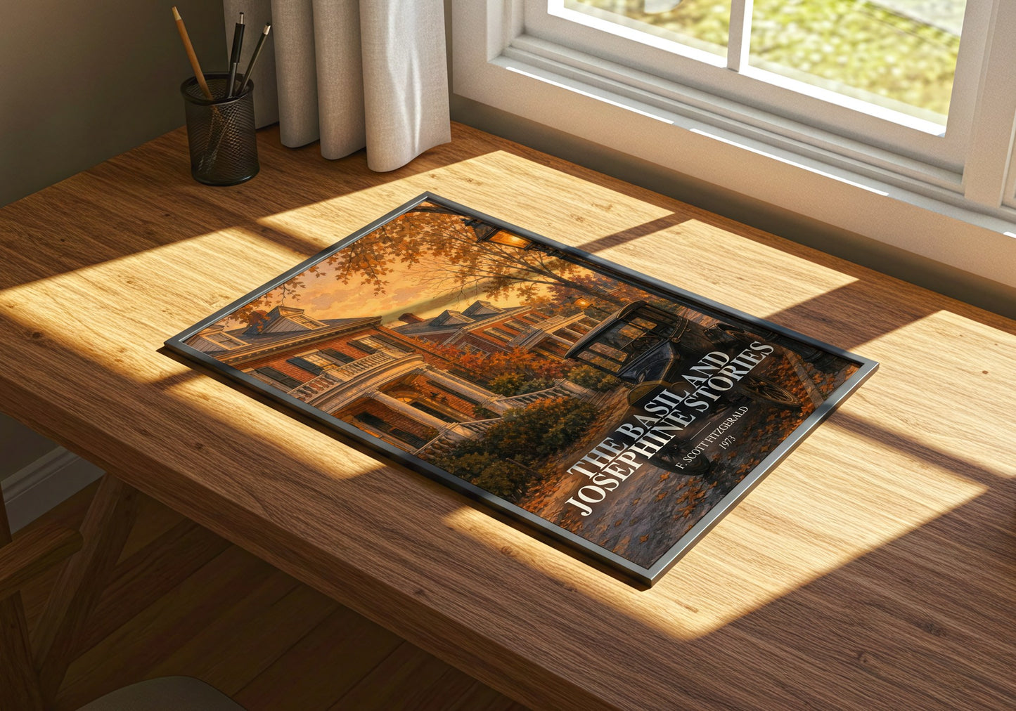 The Basil And Josephine Stories watercolour book poster framed on wall – coming of age wall art