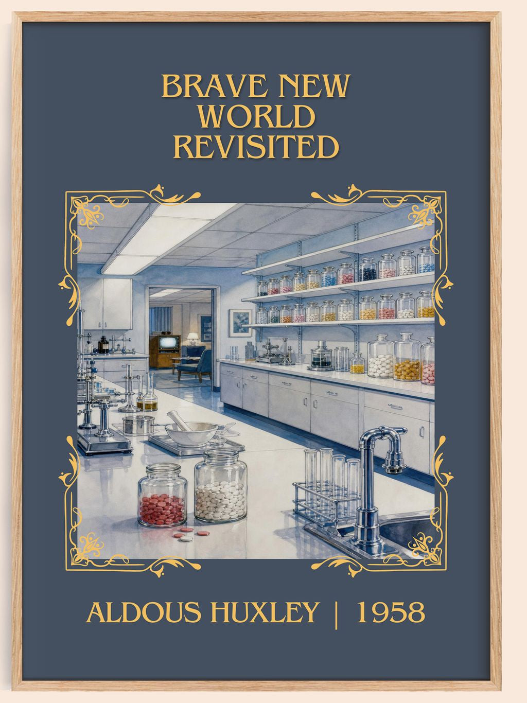 Brave New World Revisited Classic Book Art Print by Aldous Huxley – book poster