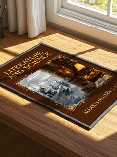 Literature And Science Classic Book Art Print by Aldous Huxley – print on a sunlit desk