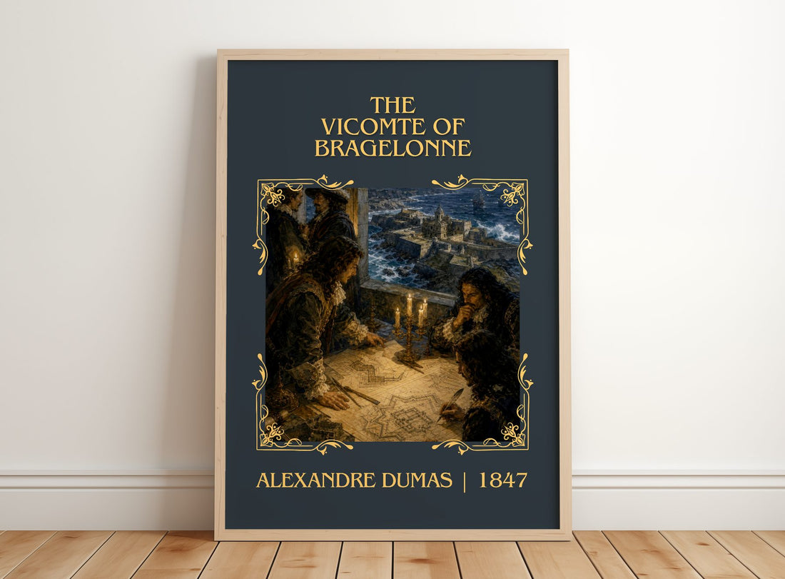 The Vicomte Of Bragelonne Classic Book Art Print by Alexandre Dumas – framed print leaning on a wooden floor