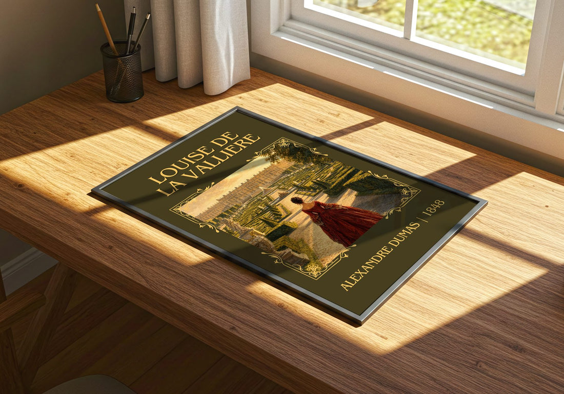Louise De La Vallière Classic Book Art Print by Alexandre Dumas – print on a sunlit desk