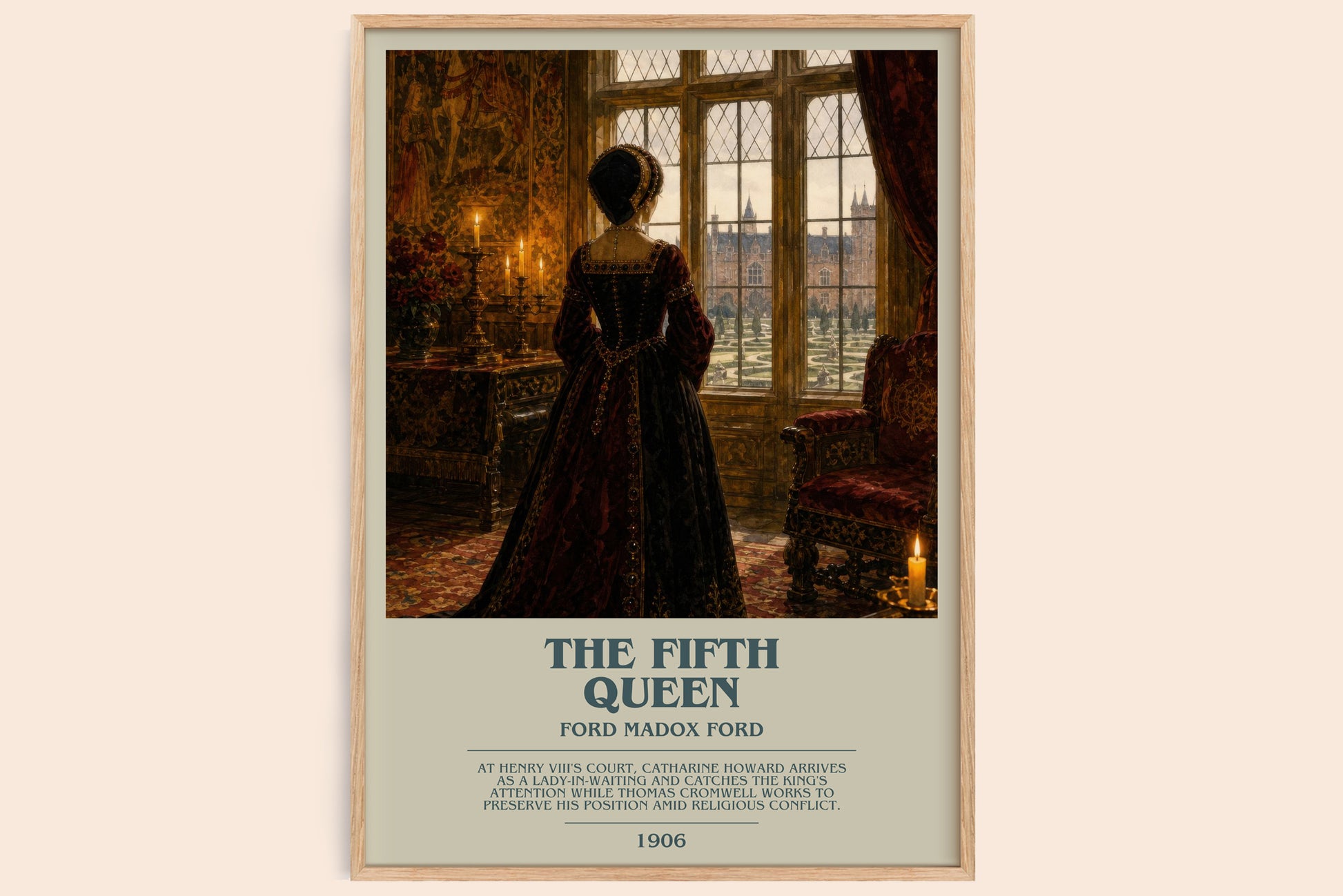 The Fifth Queen bookish book poster by Ford Madox Ford – framed literary art print