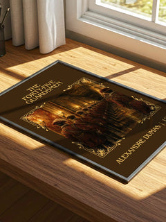 The Forty-Five Guardsmen Classic Book Art Print by Alexandre Dumas – print on a sunlit desk
