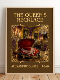 The Queen'S Necklace Classic Book Art Print by Alexandre Dumas – framed print leaning on a wooden floor