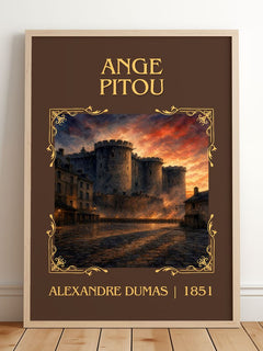 Ange Pitou Classic Book Art Print by Alexandre Dumas – framed print leaning on a wooden floor