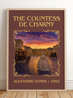 The Countess De Charny Classic Book Art Print by Alexandre Dumas – framed print leaning on a wooden floor