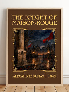 The Knight Of Maison-Rouge Classic Book Art Print by Alexandre Dumas – framed print leaning on a wooden floor