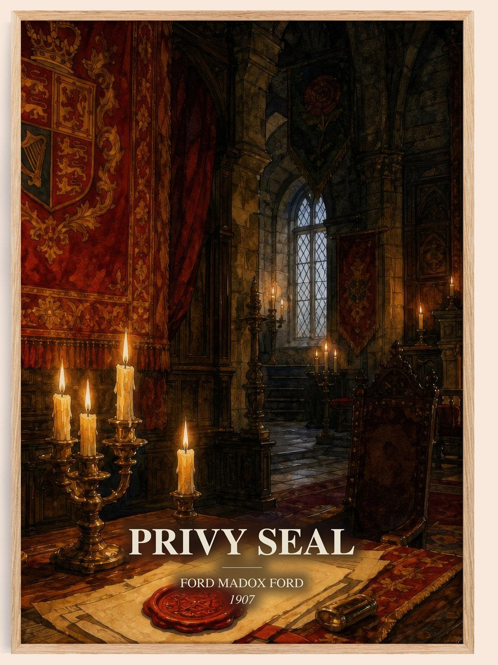 Privy Seal watercolour book poster by Ford Madox Ford – framed literary art print
