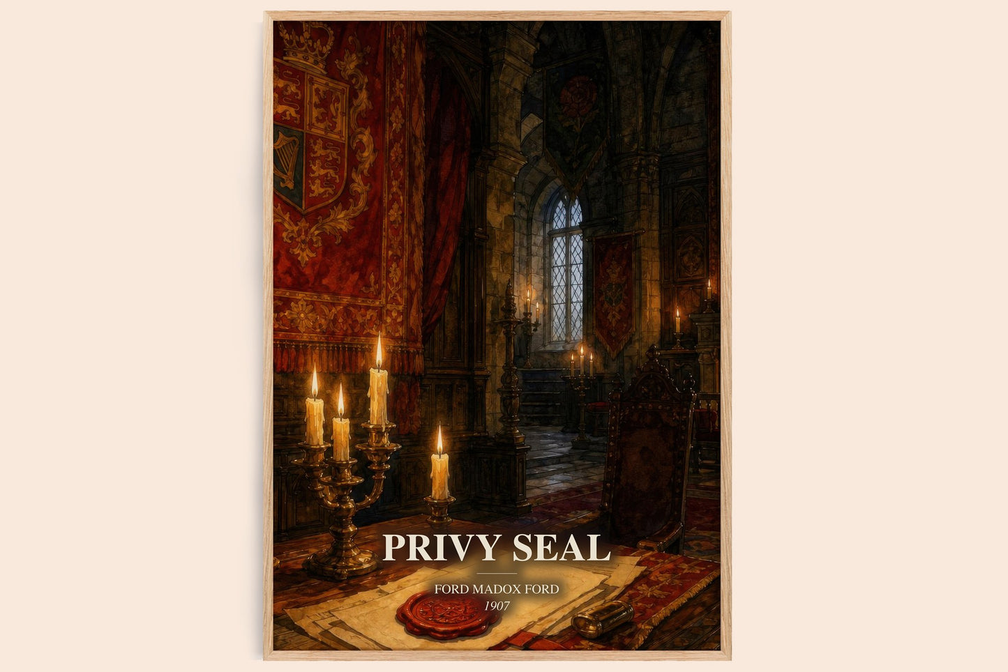 Privy Seal watercolour book poster by Ford Madox Ford – framed literary art print