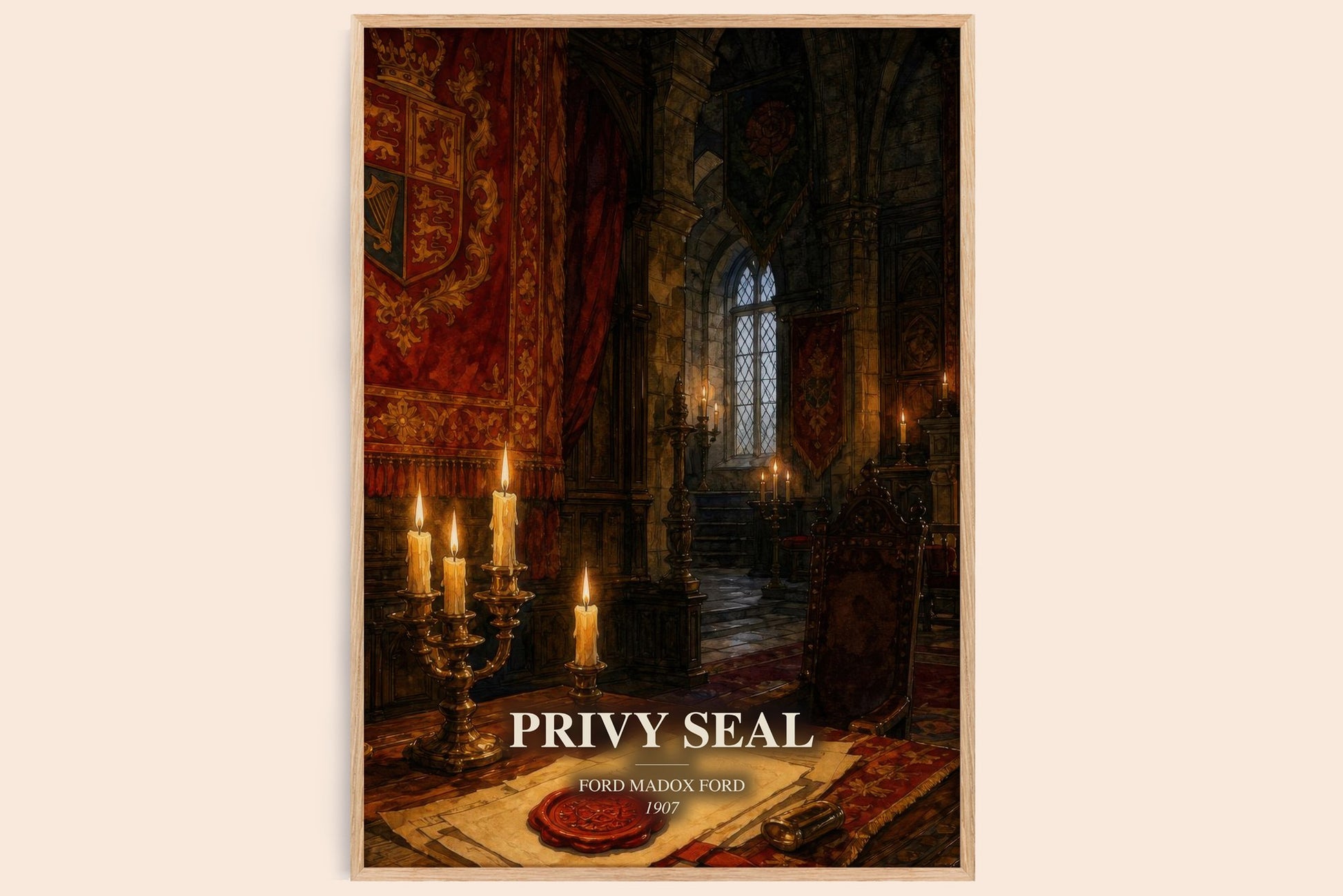 Privy Seal watercolour book poster by Ford Madox Ford – framed literary art print