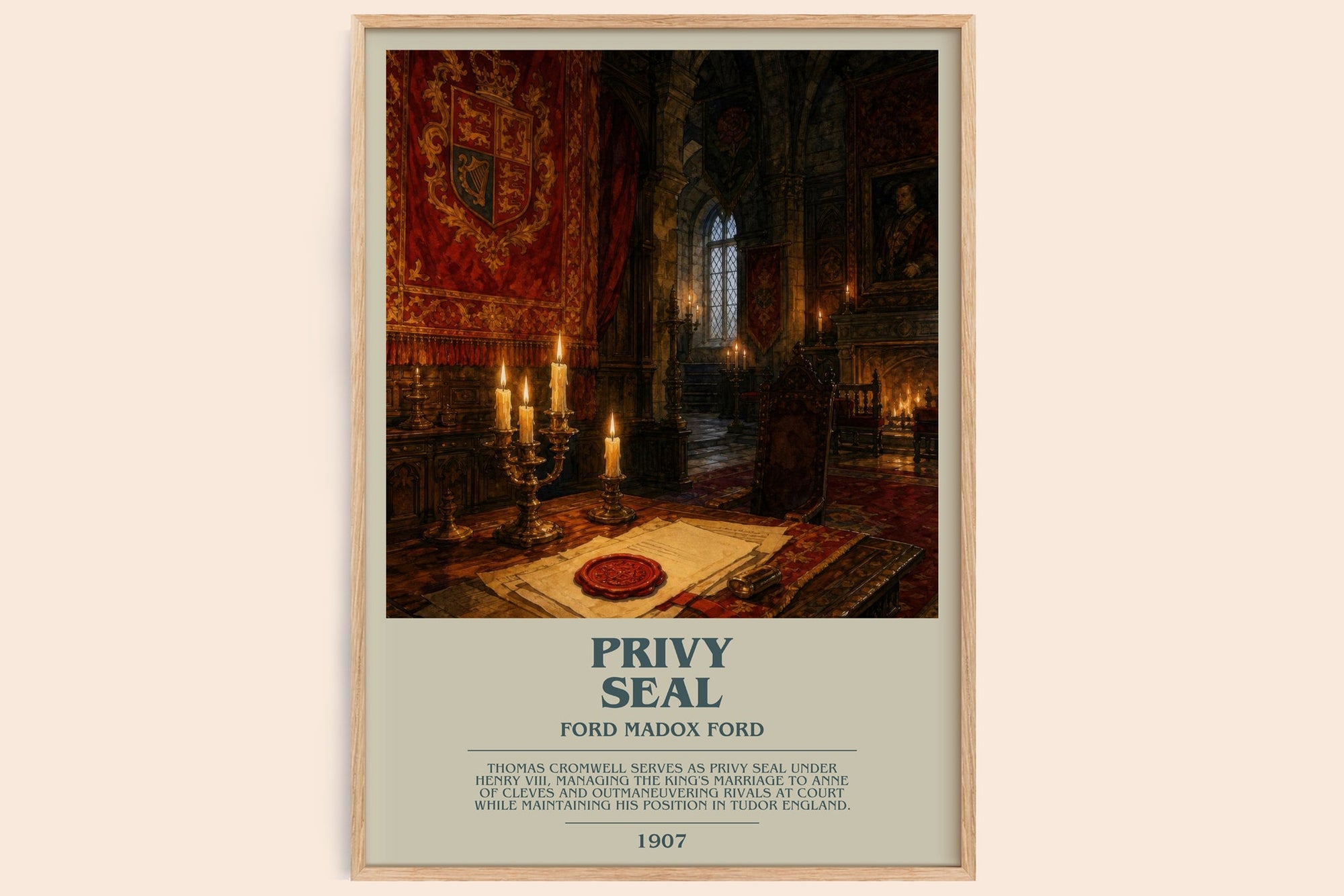 Privy Seal bookish book poster by Ford Madox Ford – framed literary art print