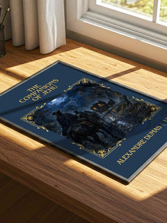 The Companions Of Jehu Classic Book Art Print by Alexandre Dumas – print on a sunlit desk