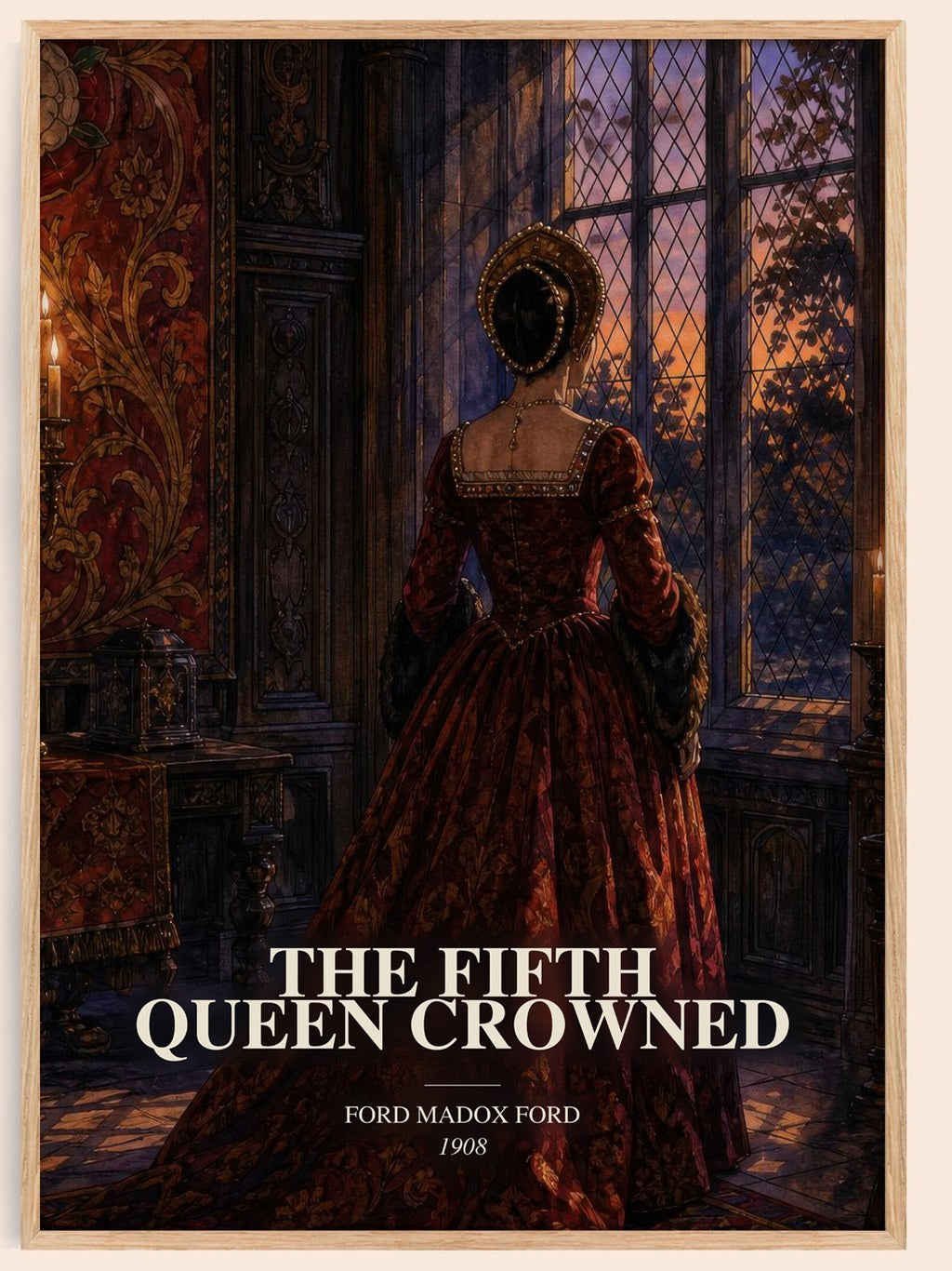 The Fifth Queen Crowned watercolour book poster by Ford Madox Ford – framed literary art print