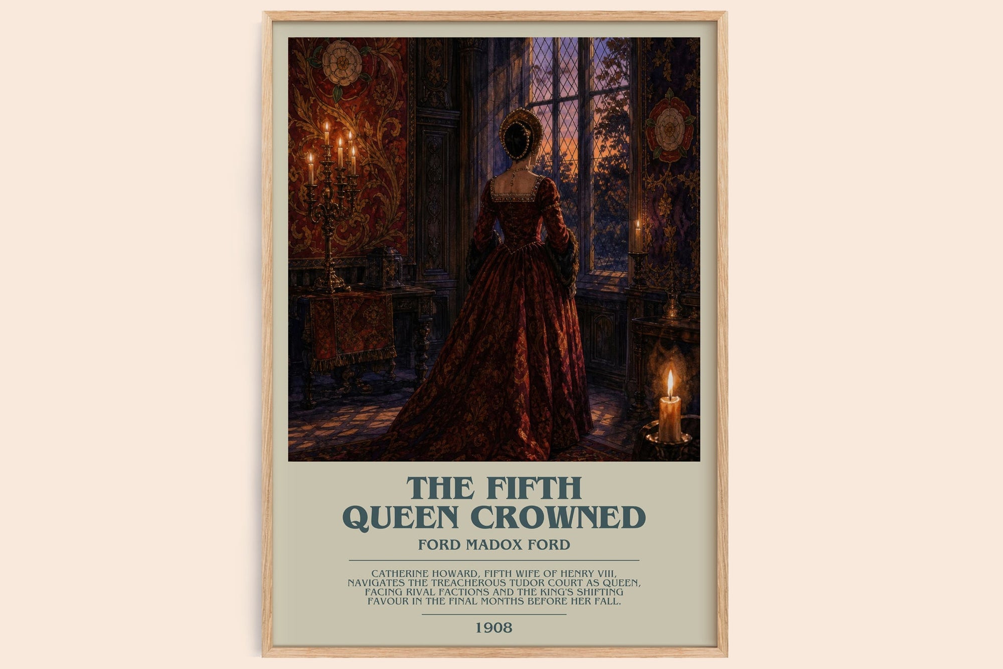 The Fifth Queen Crowned bookish book poster by Ford Madox Ford – framed literary art print