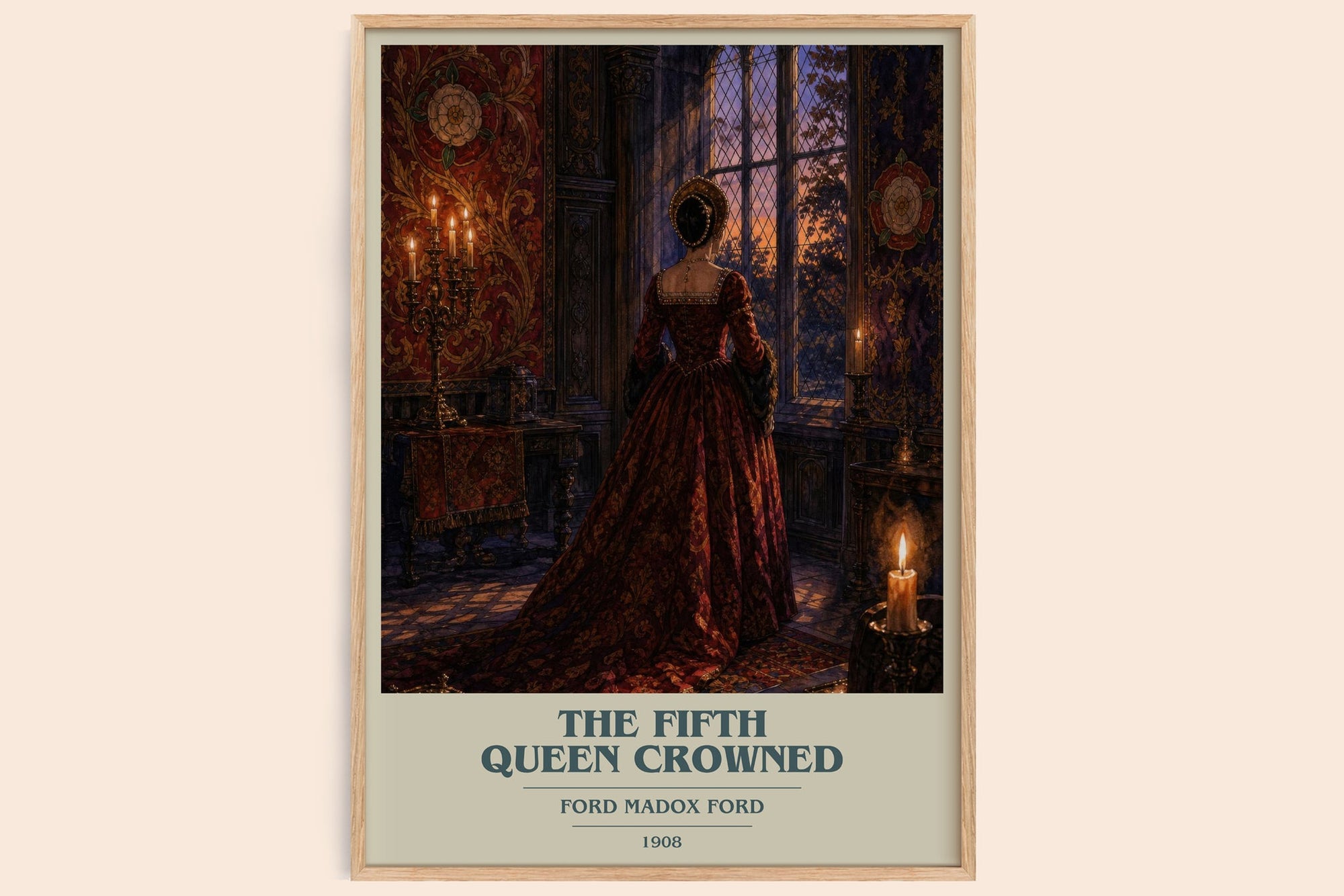 The Fifth Queen Crowned book cover book poster by Ford Madox Ford – framed literary art print