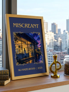 Miscreant Classic Book Art Print by Ali Hazelwood – framed print on a city-view windowsill