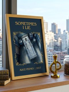 Sometimes I Lie Classic Book Art Print by Alice Feeney – framed print on a city-view windowsill