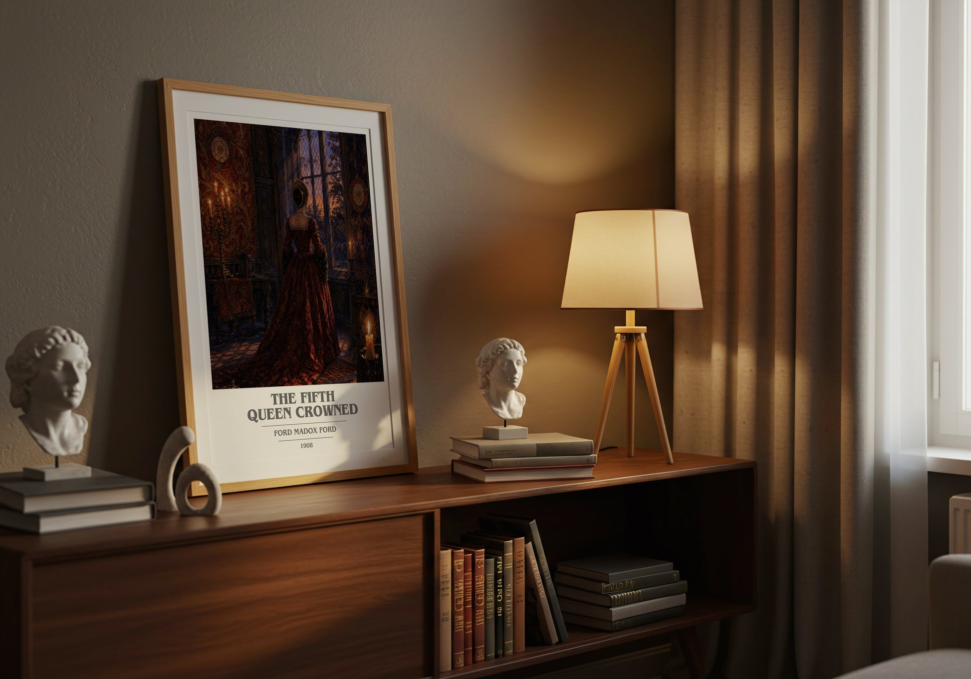 The Fifth Queen Crowned book cover book poster framed on wall – historical fiction wall art