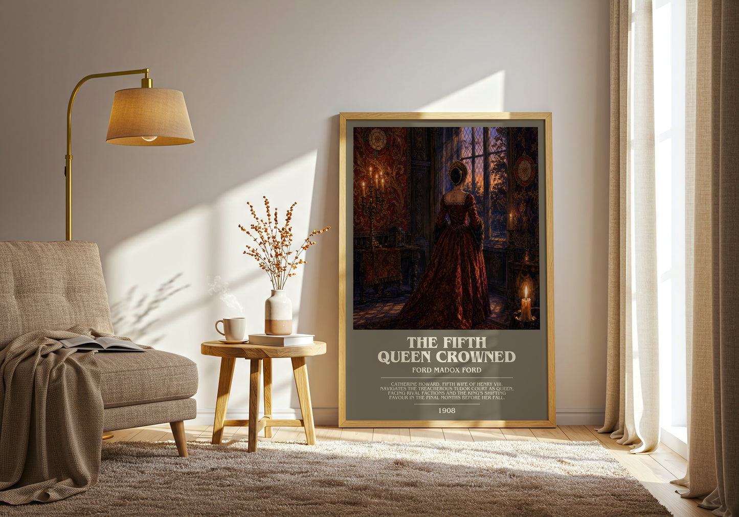 The Fifth Queen Crowned bookish print on bookshelf – Ford Madox Ford fan gift