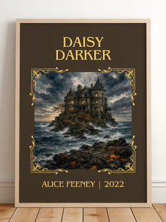 Daisy Darker Classic Book Art Print by Alice Feeney – framed print leaning on a wooden floor