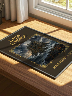 Daisy Darker Classic Book Art Print by Alice Feeney – print on a sunlit desk