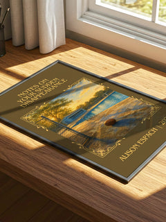 Notes On Your Sudden Disappearance Classic Book Art Print by A. Espach – print on a sunlit desk