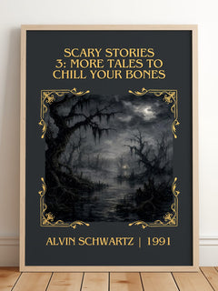 Scary Stories 3: More Tales To Chill Your Bones Classic Book Art – framed print leaning on a wooden floor