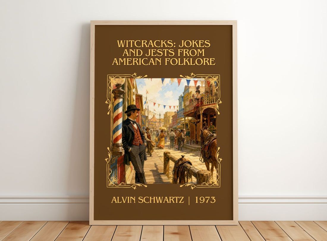 Witcracks: Jokes And Jests From American Folklore Classic Book Art – framed print leaning on a wooden floor