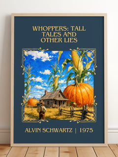 Whoppers: Tall Tales And Other Lies Classic Book Art Print – framed print leaning on a wooden floor