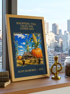 Whoppers: Tall Tales And Other Lies Classic Book Art Print – framed print on a city-view windowsill