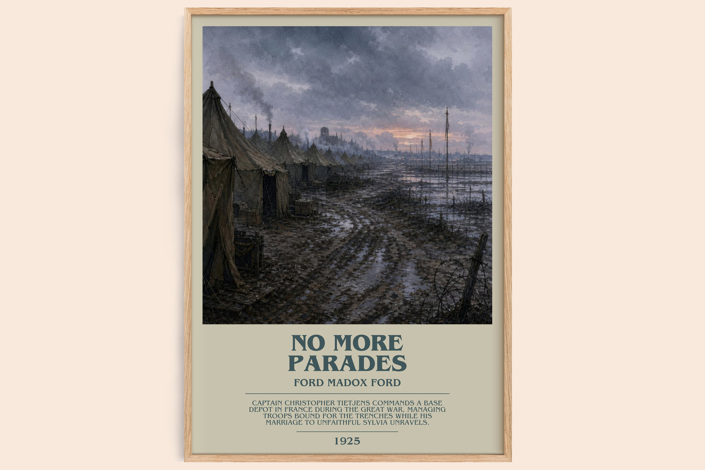 No More Parades bookish book poster by Ford Madox Ford – framed literary art print