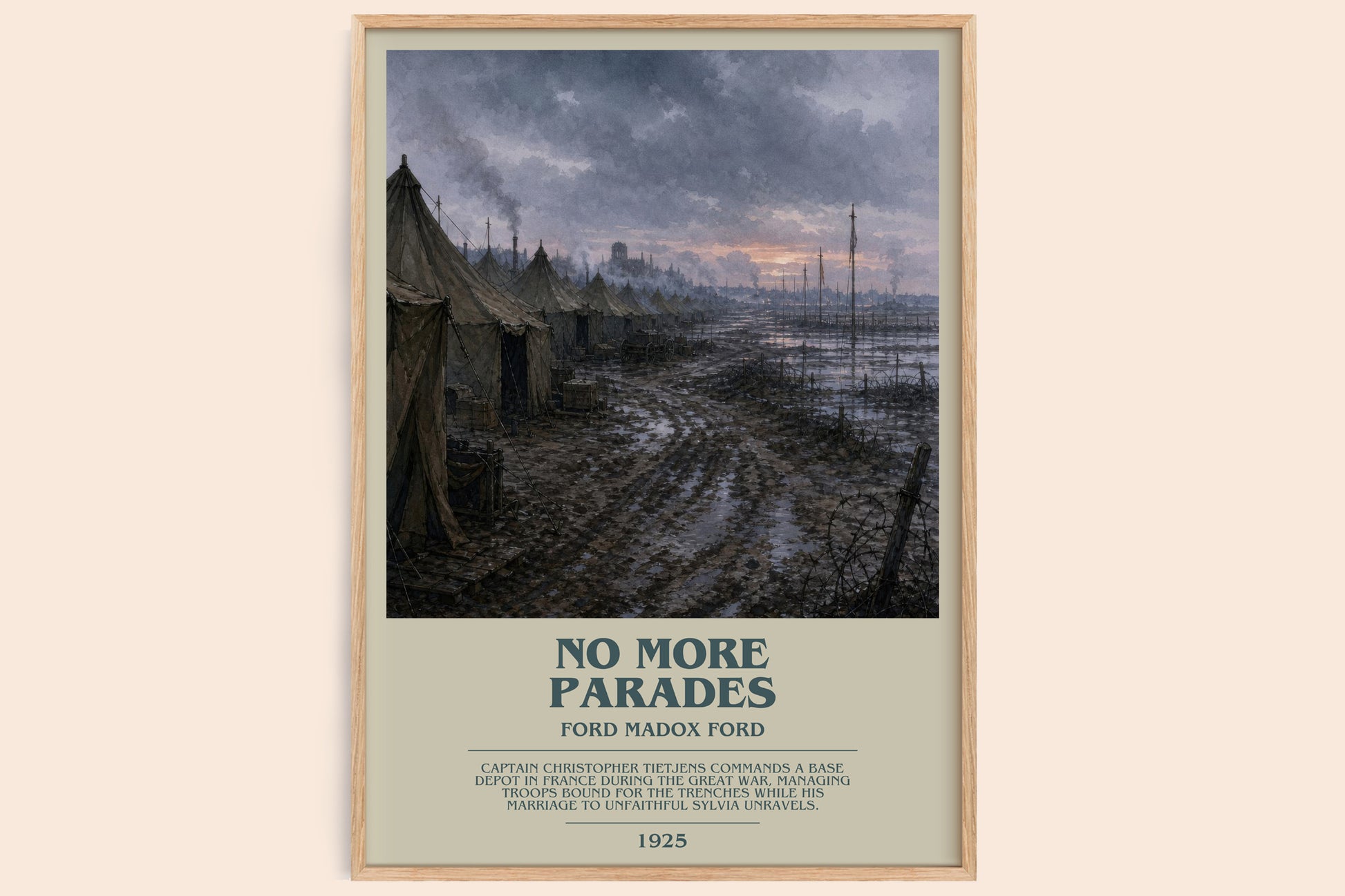 No More Parades bookish book poster by Ford Madox Ford – framed literary art print