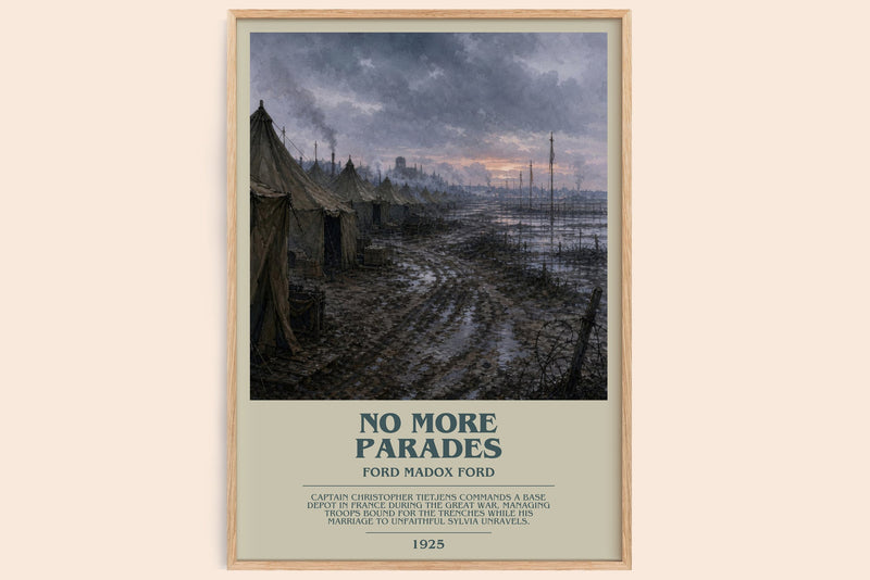 No More Parades bookish book poster by Ford Madox Ford – framed literary art print