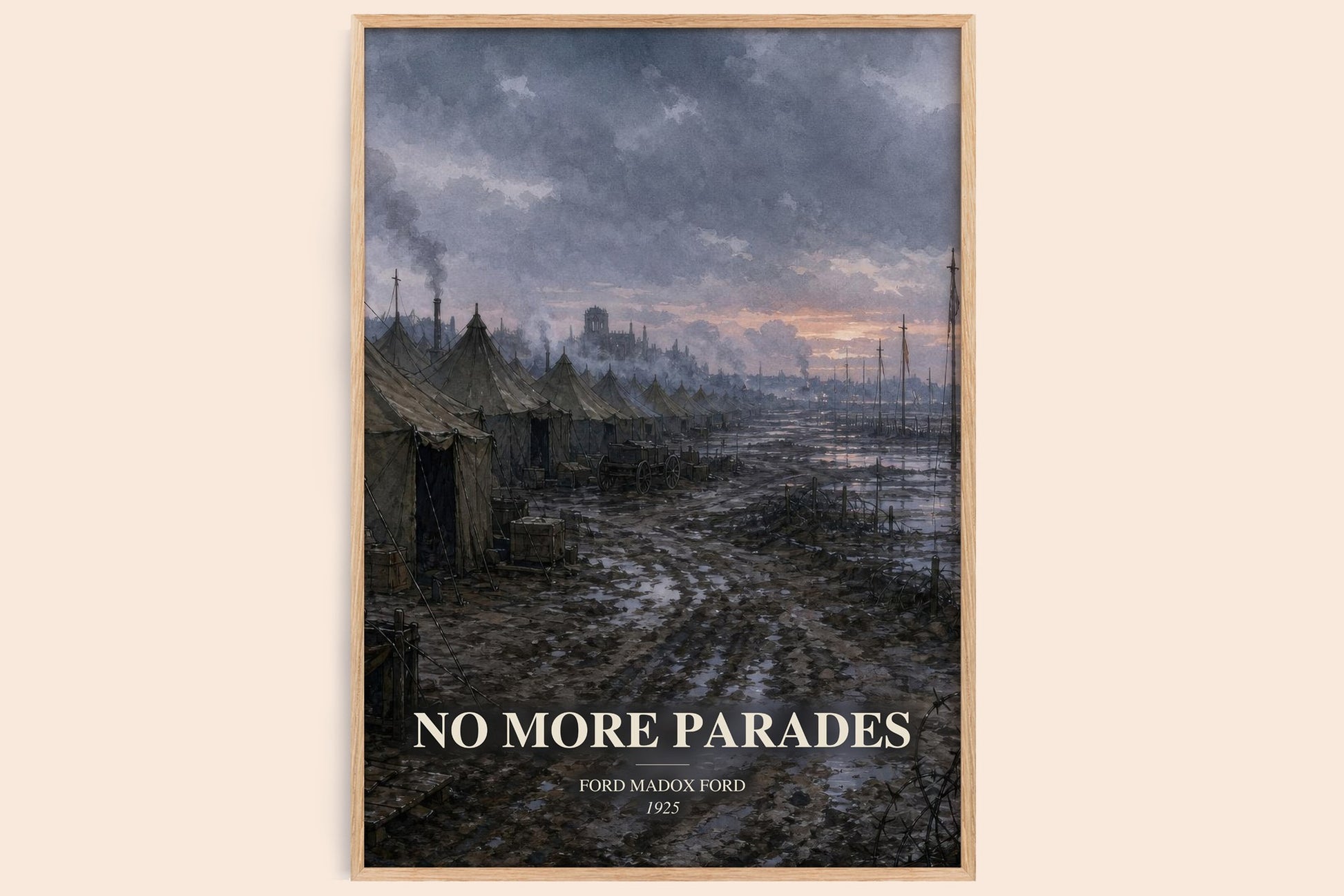 No More Parades watercolour book poster by Ford Madox Ford – framed literary art print
