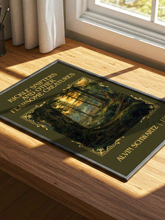 Kickle Snifters And Other Fearsome Creatures Classic Book Art Print – – print on a sunlit desk